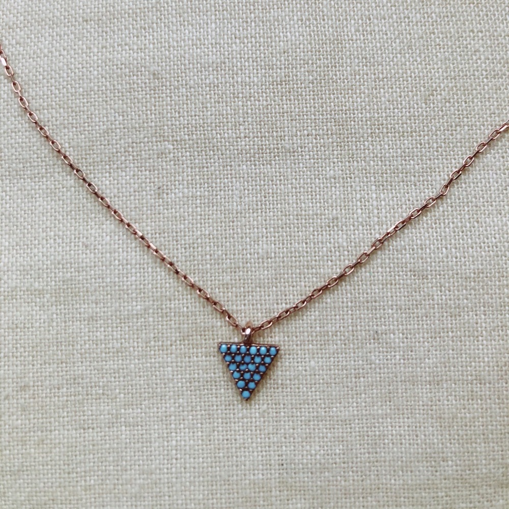 Dainty Rose Gold & Turquoise Triangle Necklace